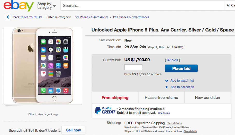 The Unlocked Iphone 6 Plus Is Already Fetching 1700 Bids On Ebay Bgr